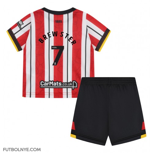 Camiseta Sheffield United Rhian Brewster #7 Primera Equipación para niños 2024-25 manga corta (+ pantalones cortos)